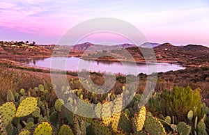 Lake Hodges Sunset Landscape Rancho Bernardo San Diego County California photo