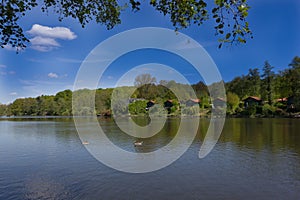 Lake and holiday homes in summertime