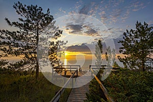 Lake Huron Boardwalk at Sunset