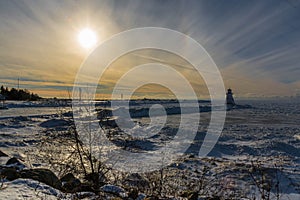 Lake Huron Lighthouse in winter