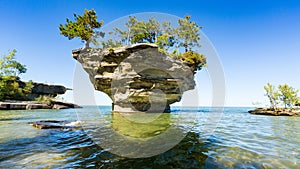 Lake Huron`s Turnip Rock, near Port Austin Michigan