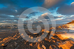 Lake Huron shoreline in December - Ontario, Canada