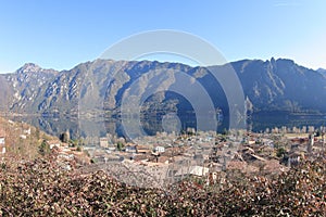 Lake Idro and Mountain in Italian Alps