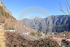 Lake Idro and Mountain in Italian Alps