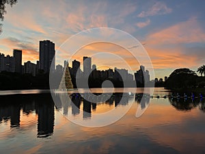 Lake IgapÃÂ³ in the city of Londrina, state of ParanÃÂ¡, Brazil. photo