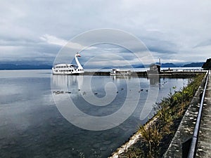 Lake Inawashiro or Heavenly Mirror Lake in Fukushima, Japan.