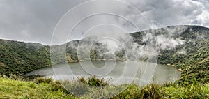 Lake inside Bisoke volcano crater, Virunga volcano national park photo