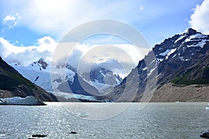 Lake inside the Los Glaciares National Park, El ChaltÃÂ©n, Argentina photo