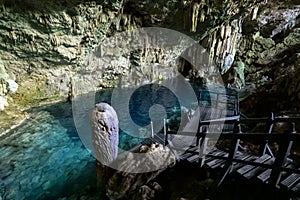 lake inside a stalagmite cave in Varadero Cuba