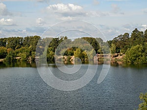 Lake inside yuri gagarin park at chelyabinsk russia