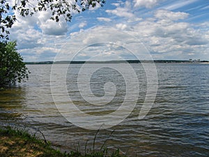 Lake inside yuri gagarin park at chelyabinsk russia