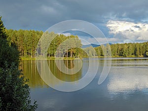 Lake inside yuri gagarin park at chelyabinsk russia