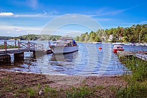 Lake of an island in Stockholm Archipelago, on a beautiful sunny summer day in Sweden