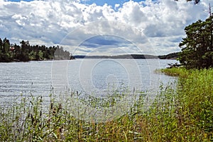 Lake of an island in Stockholm Archipelago, on a beautiful sunny summer day in Sweden