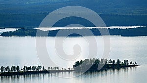 Lake and islands view from Galtis mountain near Arjeplog in Sweden