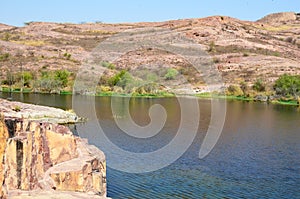 Lake at Jaswant Thada Monument or Cenotaph, Jodhpur, Rajasthan, India