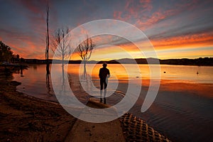 Lake  Jindabyne foreshore in Snowy Mountains region Australia