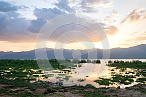 Lake Jipe at the border of Kenya and Tanzania, Africa