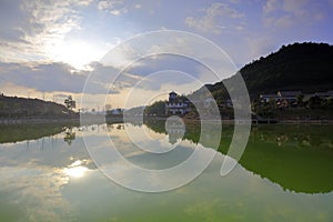 Lake of jiuxianshan mountain sunset, adobe rgb