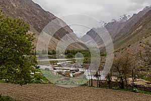 Lake in Jizev Jisev or Jizeu valley in Pamirs mountains, Tajikist