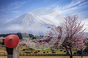 Lake kawaguchiko and Mount fuji morning mist sunrise light travel in japan