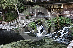 Lake Kleptuza toward karst spring and waterfall, Velingrad