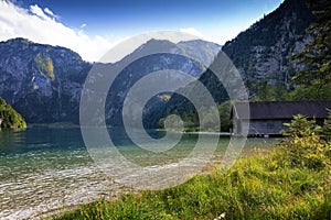 The lake Koenigssee at the Berchtesgadener national park