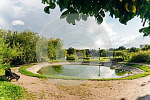 lake in Kolomenskoye park, moskow, russia