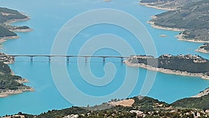 Lake Kremasta and Episkopi bridge in Karpenissi Greece