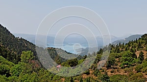 Lake Kremasta and Episkopi bridge in Karpenissi Greece