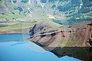 Lake in Ksudach - a stratovolcano in southern Kamchatka, Russia