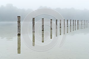 The Lake Kuhsee at Fog in Augsburg