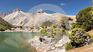 Lake Kulikalon placing between Fan mountains, Tajikistan