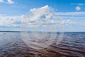 Lake Ladoga in the summer sunny day.
