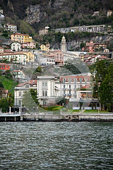 Lake - Lago di Como. Moltrasio lakeside village on the central part of the lake. photo