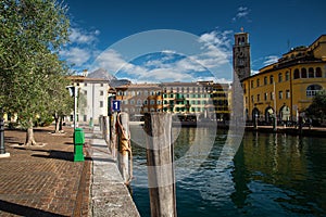 Lake - Lago di Garda. Riva del Garda resort, Trentino, Italy. Town waterfront . photo