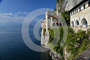 Lake - lago - Maggiore, Italy. Santa Caterina del Sasso monastery