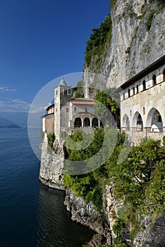 Lake - lago - Maggiore, Italy. Santa Caterina del Sasso monastery