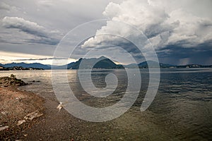 Lake - lago - Maggiore, Italy. Thunderstorm weather