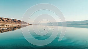 Lake landscape with blue sky
