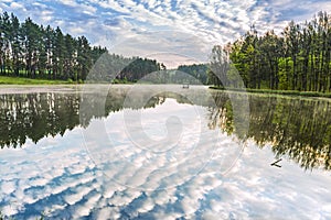 Lake landscape with cloud reflections