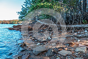 Rocky shoreline at the lake