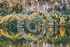 Lake Laudachsee in Upper Austria during autumn