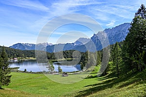 Lake Lautersee near Mittenwald in the Karwendel mountains