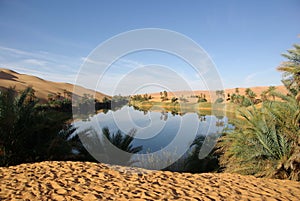 Lake in Libyan desert