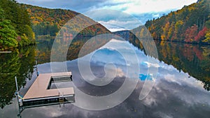 Lake Logan in Western North Carolina in autumn