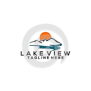 Lake Logo Design Concept Template Vector