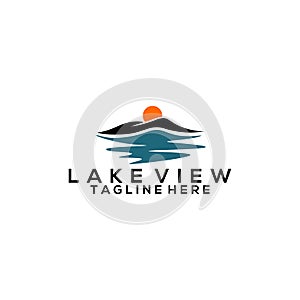 Lake Logo Design Concept Template Vector