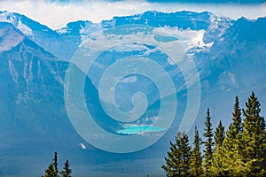 Lake louise aberta west canada aerial view photo