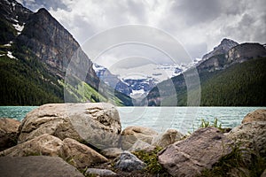 Lake Louise, Banff National Park, Alberta, Canada. Rocky Mountain. landscape panorama - blurred background